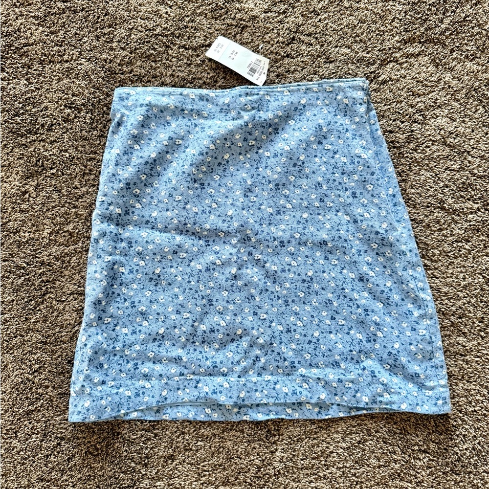 Abercrombie & Fitch Linen Blue White Ditsy Floral Skirt Mini XS